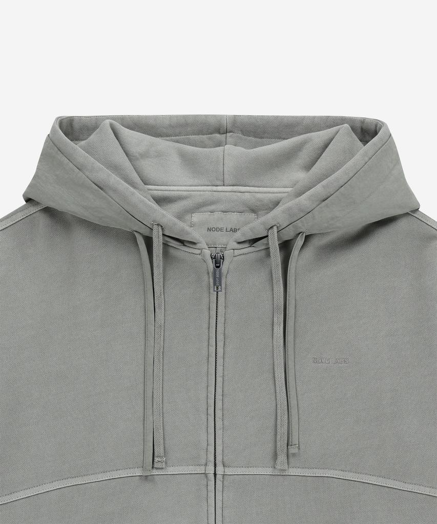 Node Labs Dev:7 Худи на молнии с двойным капюшоном, окрашенное garment dyed_Светло-серый