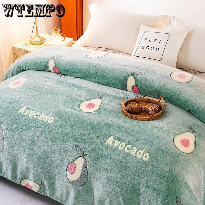 Double-sided Plus Fleece Blanket Sheets To Keep The Bed Warm In Winter Fluffy Coral Fleece Blanket Sofa Blanket Summer Air Conditioning Quilt