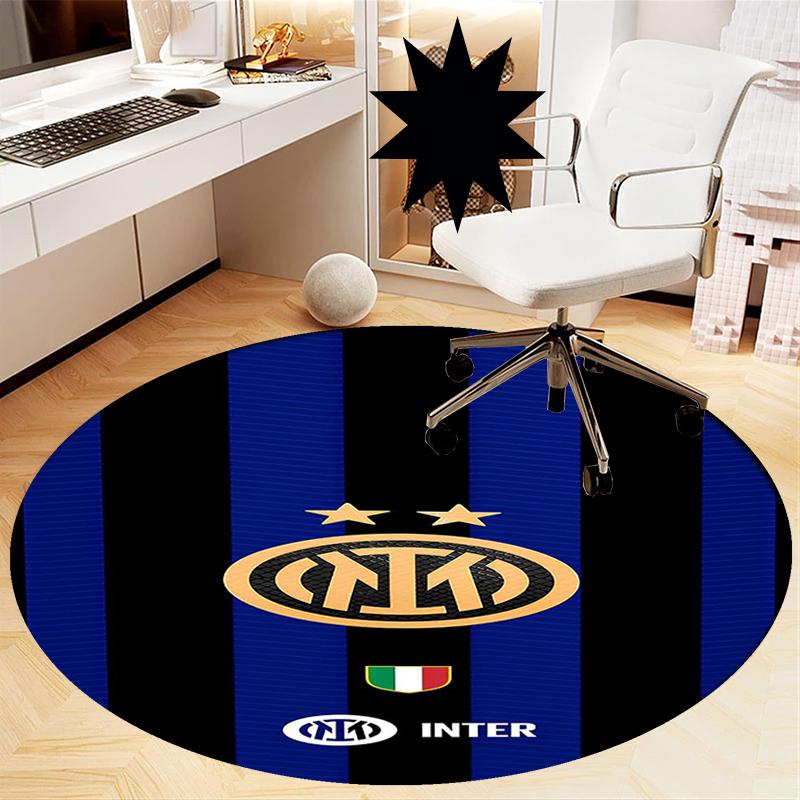 Inter Milan Printed Round Rug Carpet Chair Rug Area Rug Entryway Doormats,for Office Chair Living Room Bedroom Kitchen Room.