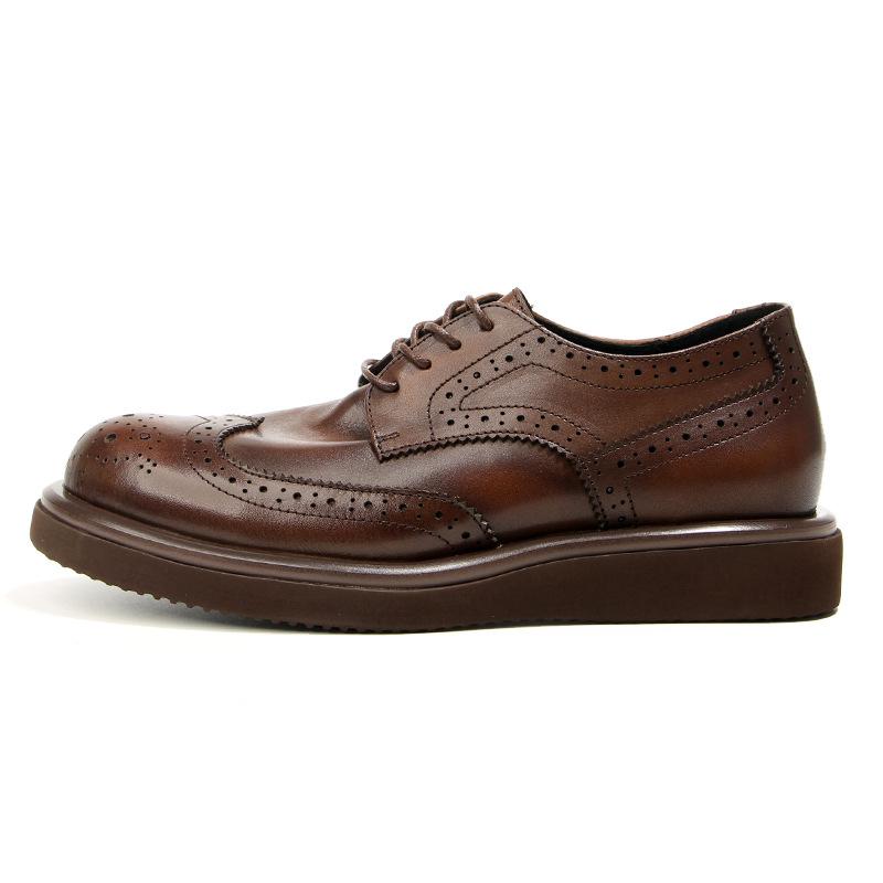 66-7 Brock Engraved Men's Shoes Британские мужские повседневные кожаные туфли в стиле ретро, модные трендовые туфли на платформе Muffin Shoes