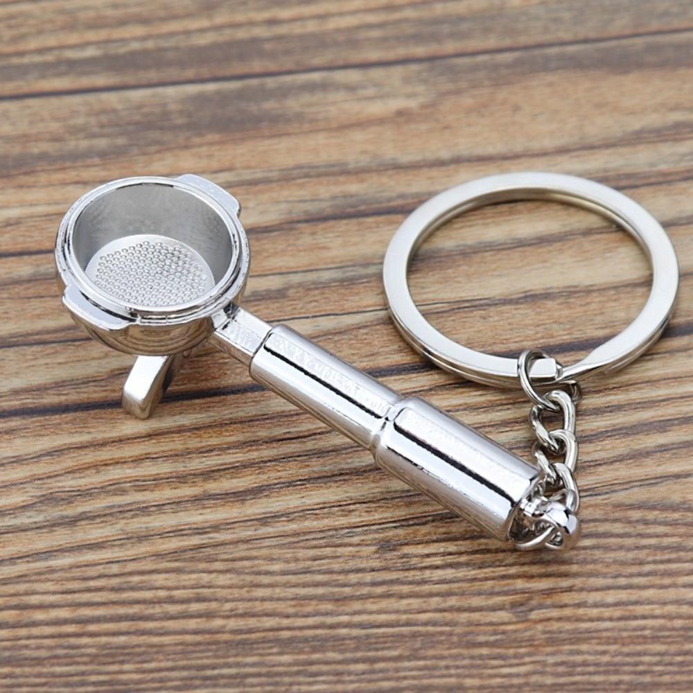Creative 3D Coffee Keychain Metal Mini Size Moka Pitcher Keyring Barista Keychain Coffee Enthusiasts