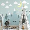 Фотообои Nordic Simple Hand Painted 3D Moon Starry Sky Mural Детская спальня Фон Настенный декор Обои
