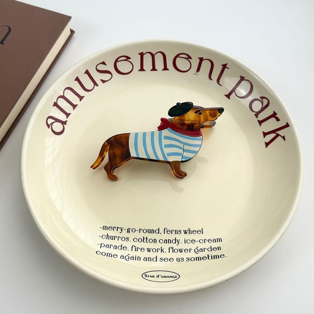 Acetic Acid Sausage Dog Hair Clip Large Cartoon Hairpin Fashion Dachshund Hair Claw  Streetwear