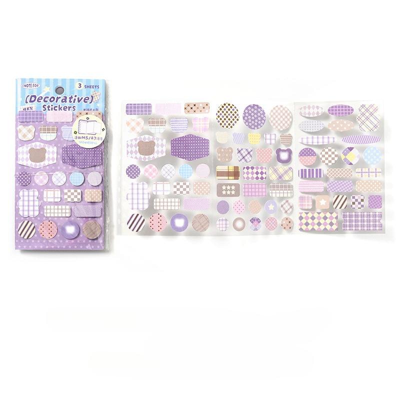 3sheet Simplicity Cute Sticker for M5 Size Scrapbook Note Plaid Butterfly Dot Style Journaling Sticker DIY Decor Decal Kid Gift