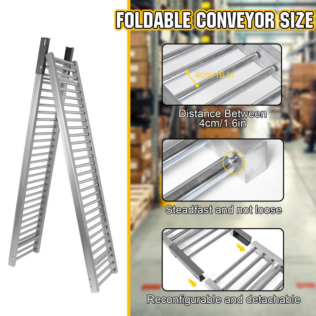 157x13.8 Inch Logistics Conveyor Belt Unpowered Transmission Handling Artifact for Warehouse Loading Dock Factory
