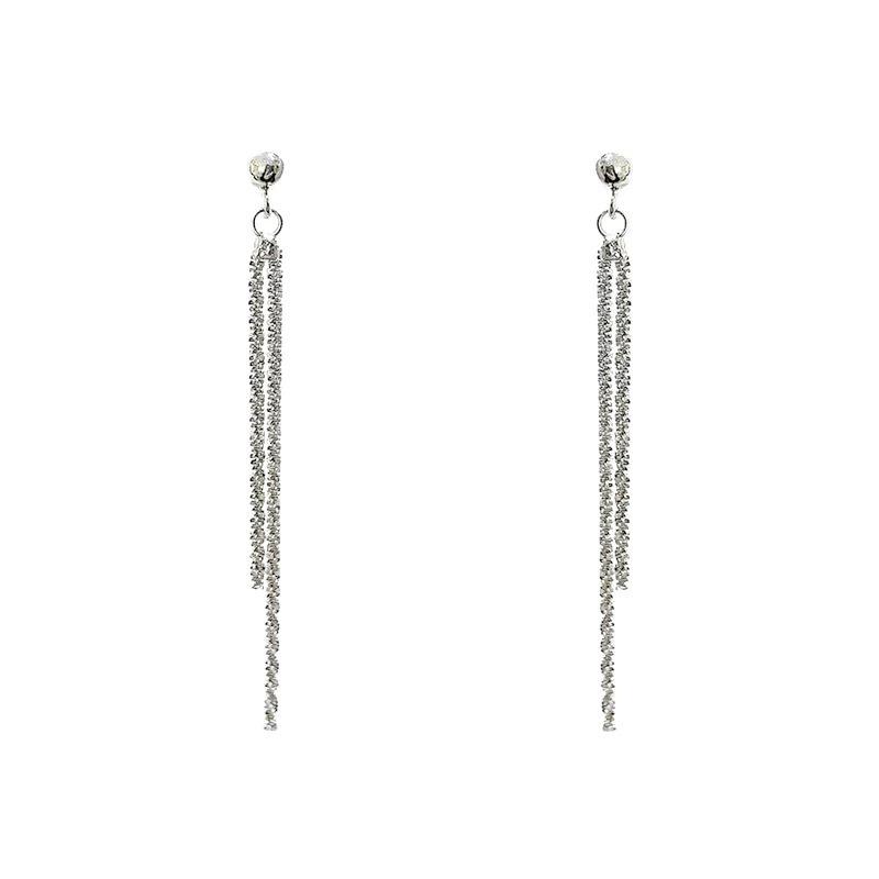 Silver fine flash tassel new thin face temperament ear clips niche design advanced sense mosquito coil disc without ear piercings