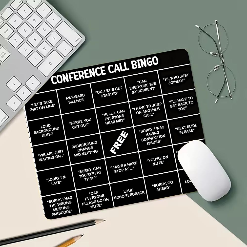 Conference Call Bingo small Gaming Mouse Pad Non-Slip Rubber Base Desk Mat Stitched Keyboard Pad for Office Accessories 450X400