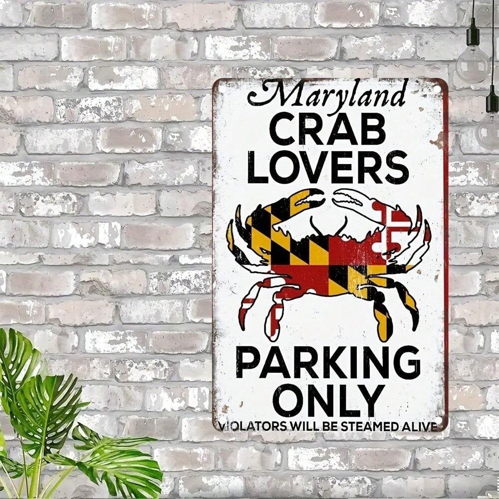 Металлический знак Maryland Crab Ретро Парковка Настенный Декор 8x12 Дюймов Кухня Бар Гараж Паб