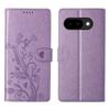 For Google Pixel 10a Wallet Case Butterfly Floral Imprint PU Leather Phone Cover with Wrist Strap