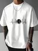 Baseball Heartbeat Graphic Unisexs Short Sleeve Crew Neck Tee Loose Oversized Cotton Top For Sports Lovers Summer Street Daily Wear