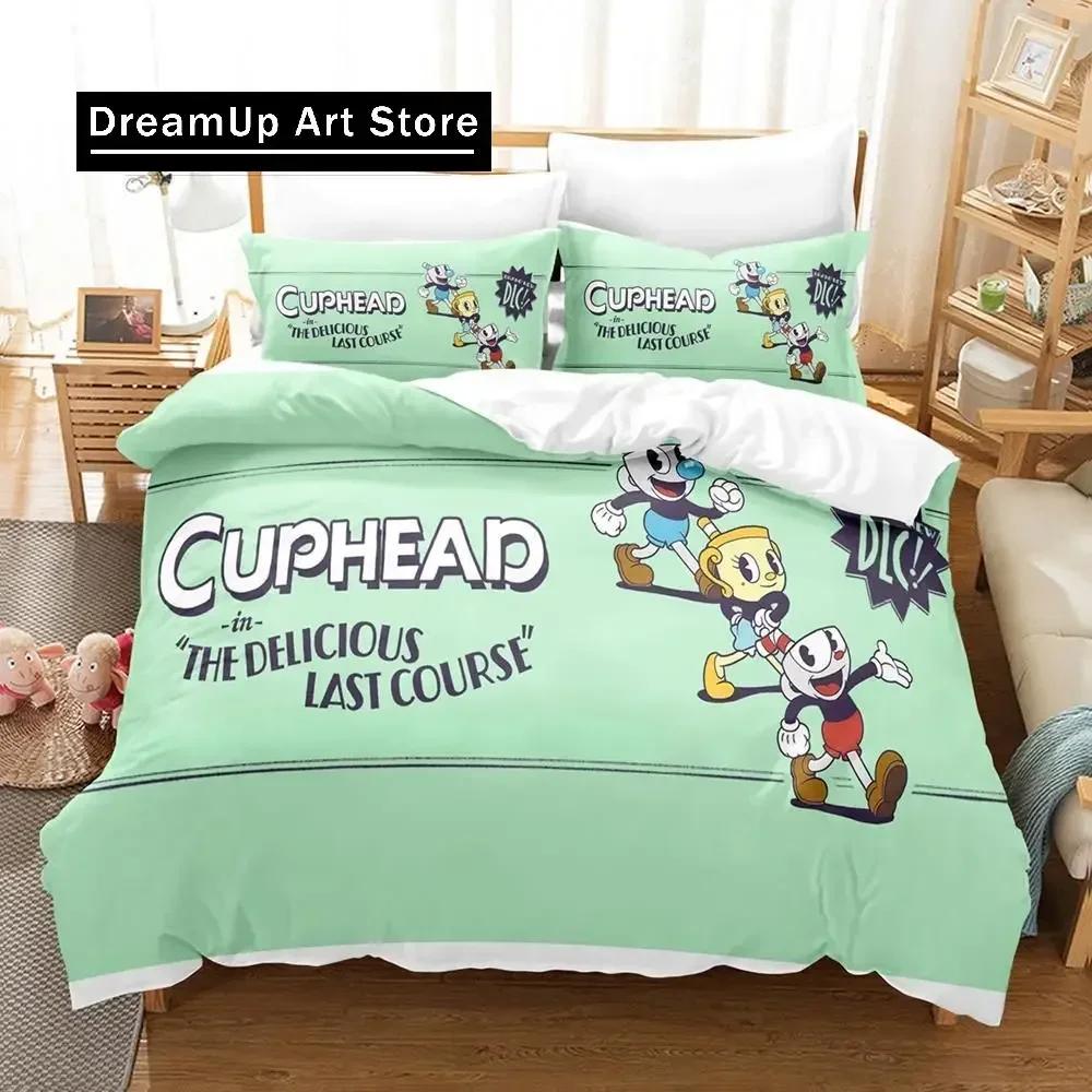 3D Print Cuphead Show Bedding Set Boys Girls Twin Queen Full Size Duvet Cover Pillowcase Bed Adult Bedroom