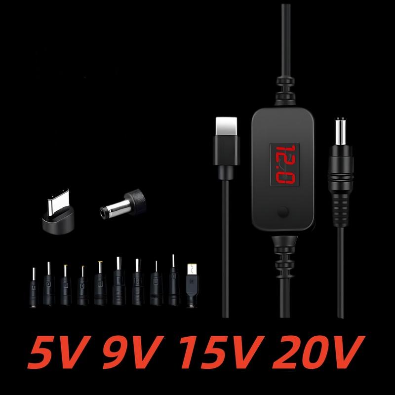 1 Комплект Кабель Type C Power Boost для Wi-Fi роутера, мини-вентилятора, DC 5-20V 65W, повышающий преобразователь с 8/10 адаптерами, кабель Type C на DC Boost