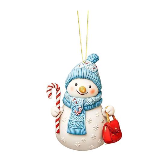 Christmas Ornament Snowman Pendant Acrylic Car Hanging Decoration Winter Xmas Tree Decoration Festive Gift Decor