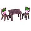 2/3Pcs Mini Table Chair DIY Craft Garden Landscape Flowers Plants Decor Ornament