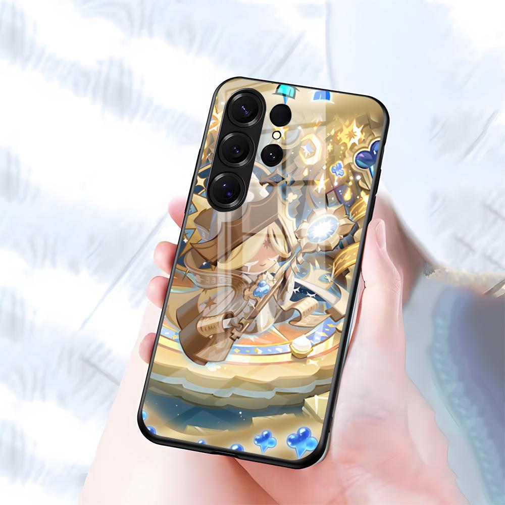 Чехол для телефона C-Cookie Run K-Kingdom Для Samsung S26 S25 S24 FE S23 S22 S21 Plus S20 Ultra Note20Ultra Черная стеклянная крышка