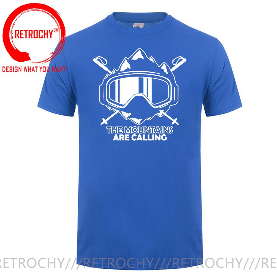 The Mountains Are Calling T Shirt Unisexs Unisexs Ski Snowboard Tshirt Skiing TShirt Cool Enthusiastic Skier Mask Design Tee Shirt