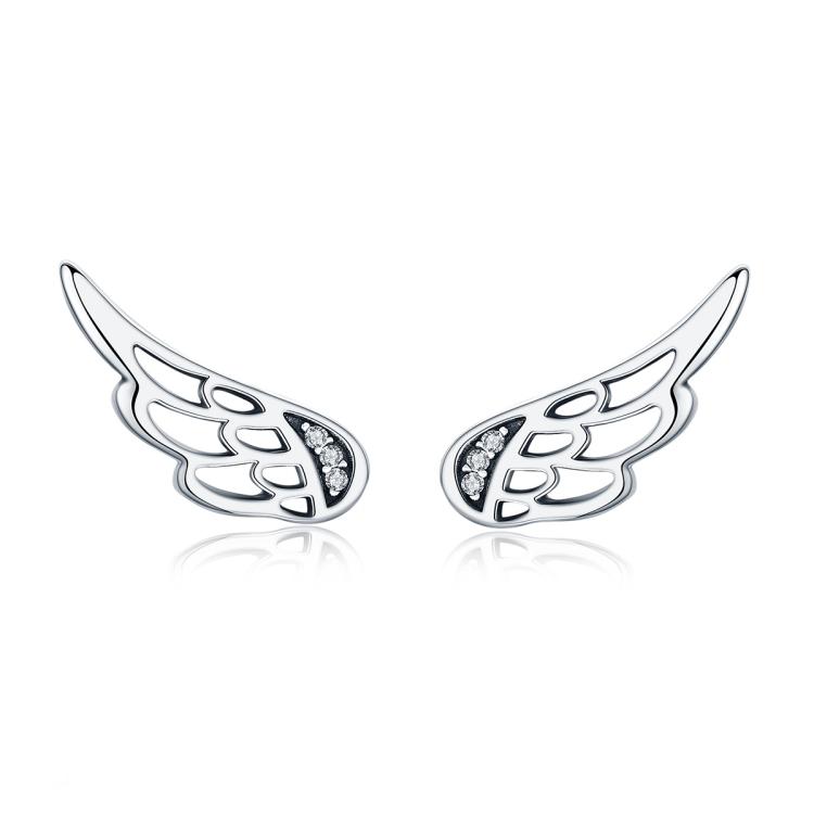Sterling Silver Wing Earrings Simple S925 Silver Stud Earrings