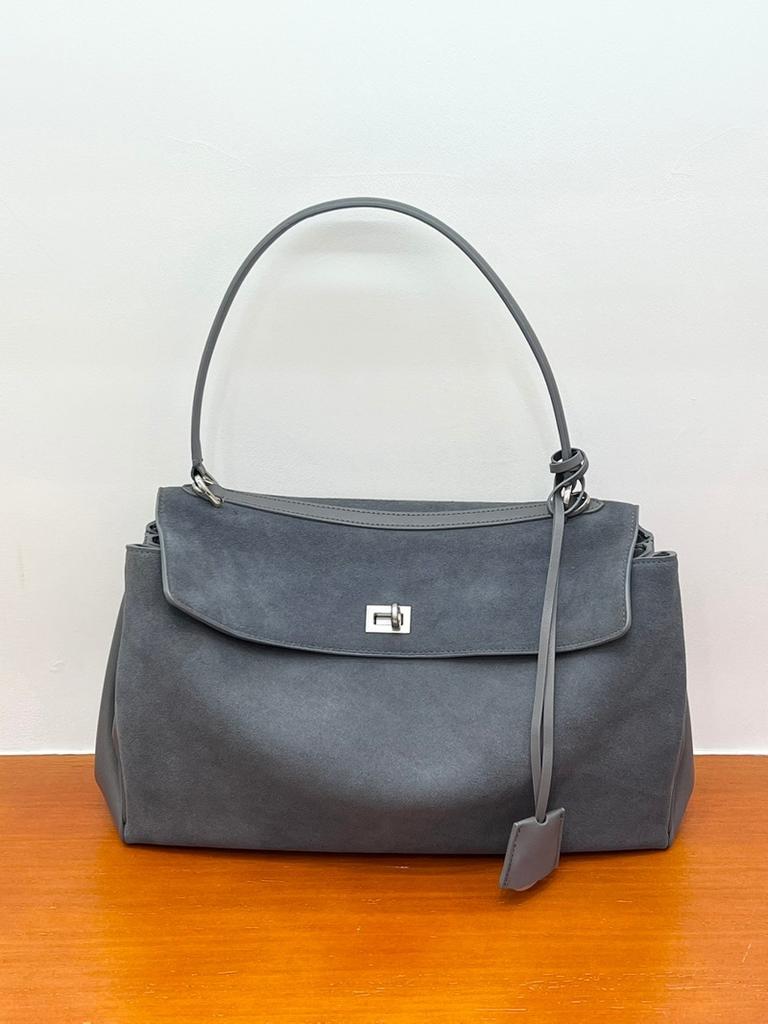 2025 Новая Женская Сумка из Натуральной Кожи Двухслойная Коровья Замшевая Кожа R-o-d-eo Повседневная Вместительная Сумка