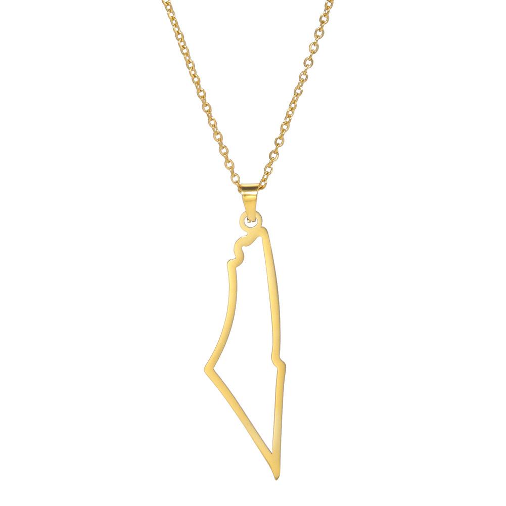 Minimalist Hollow-Out Mountain Range Map Texture Pendant Necklace