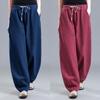 Cotton Linen Draping Bloomers Women Summer High-waisted Haren Pants Casual Pants Loose Vintage Radish Pants Women