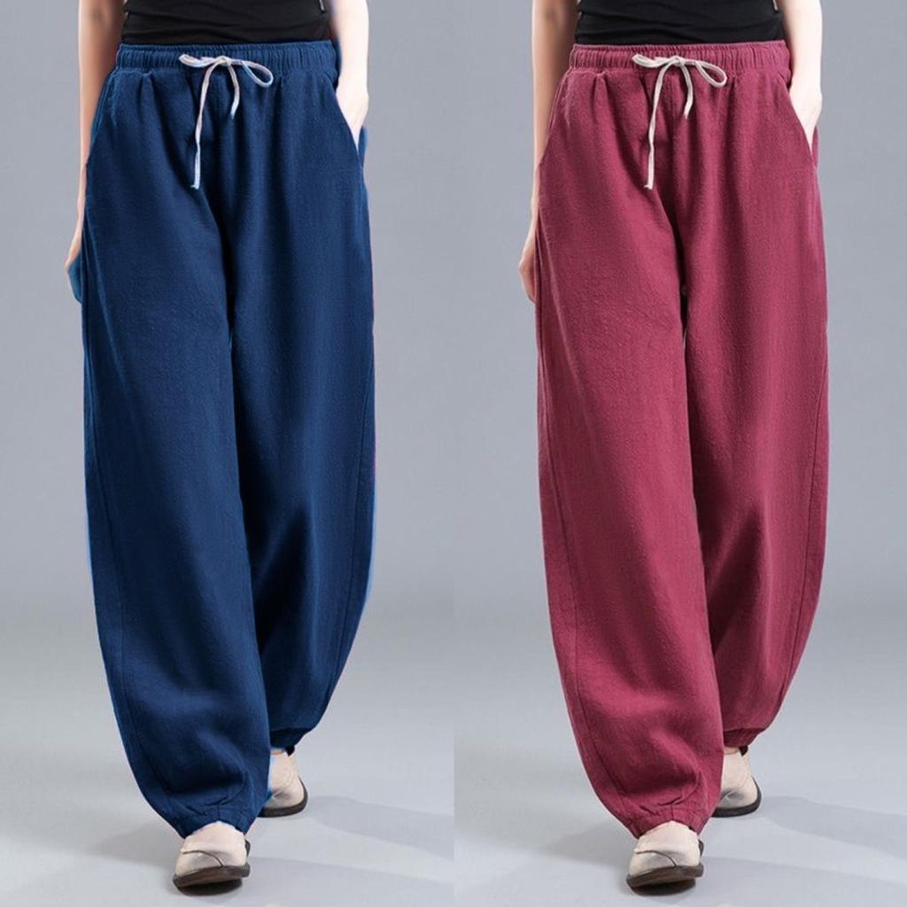 Cotton Linen Draping Bloomers Women Summer High-waisted Haren Pants Casual Pants Loose Vintage Radish Pants Women