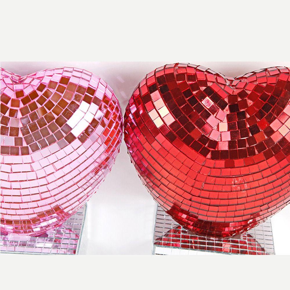 Red/Pink Color Mirror Surface Ornament Romantic Valentines Day Disco Ball  Party Decoration