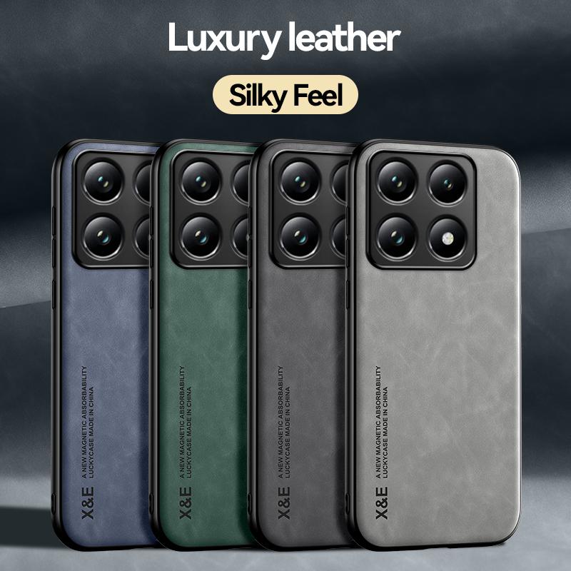 KEYSION Luxury Retro Leather Case for Xiaomi 14T Pro 5G 14T 5G Soft Silicone+PC Shockproof Phone Back Cover for Redmi K70 Ultra