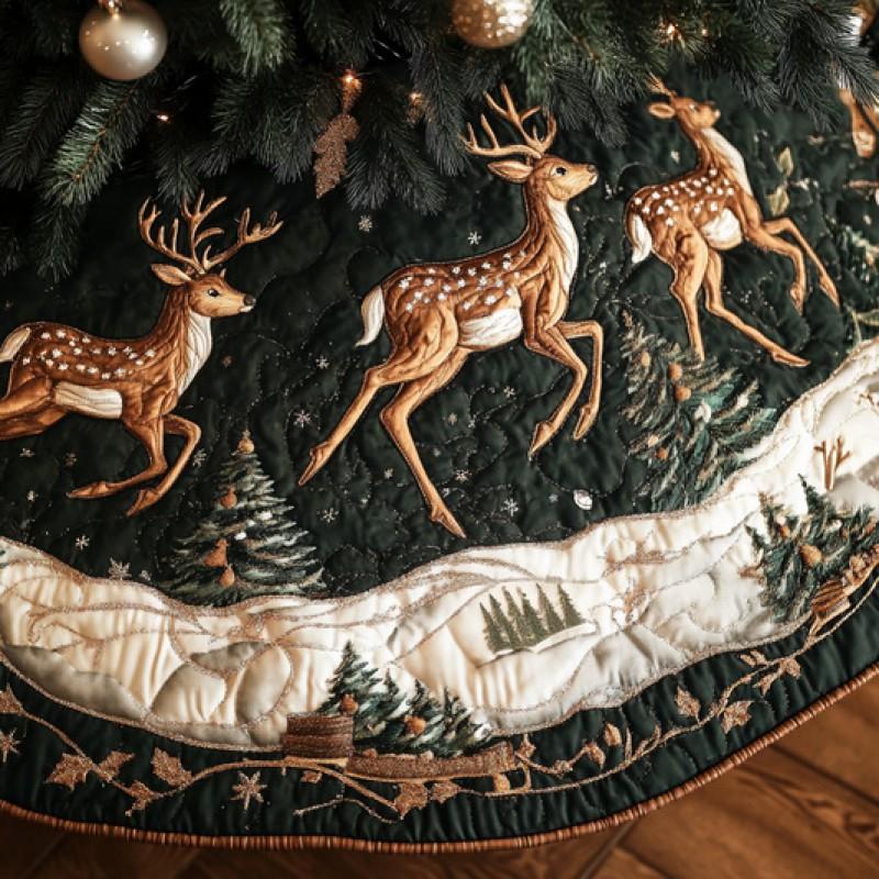 Christmas Tree Skirt Quilted Rug 3D Art Patterns Geometric Home Decor