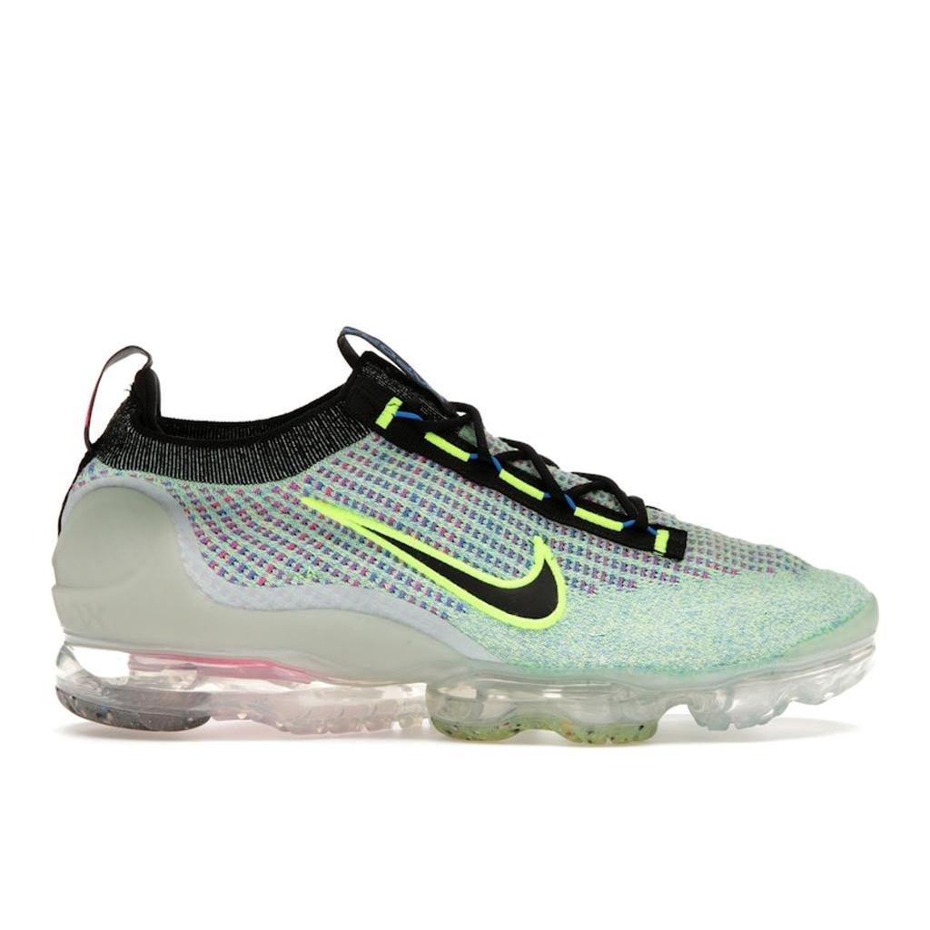 Nike Air VaporMax 2021 Flyknit Next Nature Volt Photo Blue Men Sneakers Green Metallic-Silver Black DX3368-700