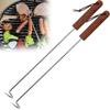 BBQ Meat Hook with Wooden Handle Food Flipper Hook Outdoor Meat Turner Hook  Easy To Clean