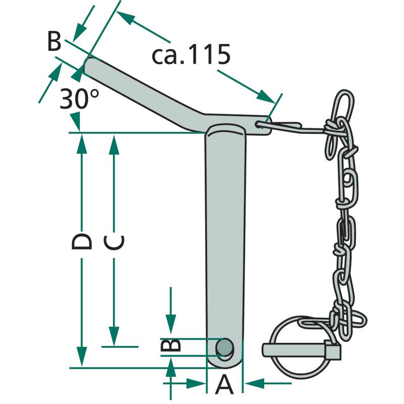 Upper link pin cat. 1 diameter 19 length 191 with chain 12856