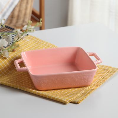 8inch, color embossed porcelain baking tray, ceramic oven tray, baking dish, bbq plate, buffet serving nordic pasta, salad plate