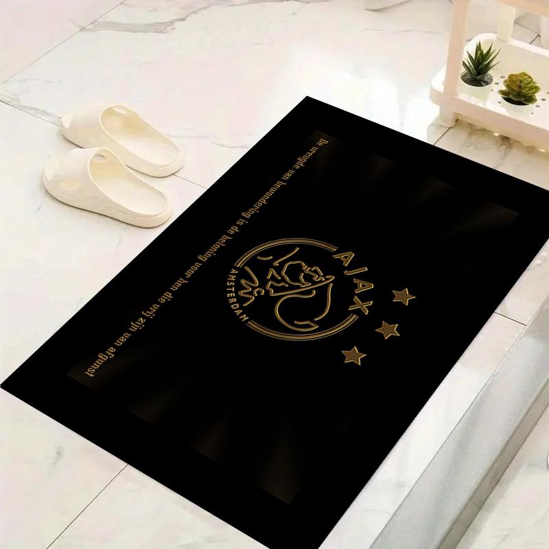 1Pc Golden Football Crest Rug, Office Carpet Indoor Outdoor Doormat, Non-Slip Soft, Living Room, Christmas Halloween Gift. M928249