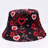 New fashion heart-shaped double-sided printed pot hat lips kiss trendy sunshade sun protection hat couple bucket hat