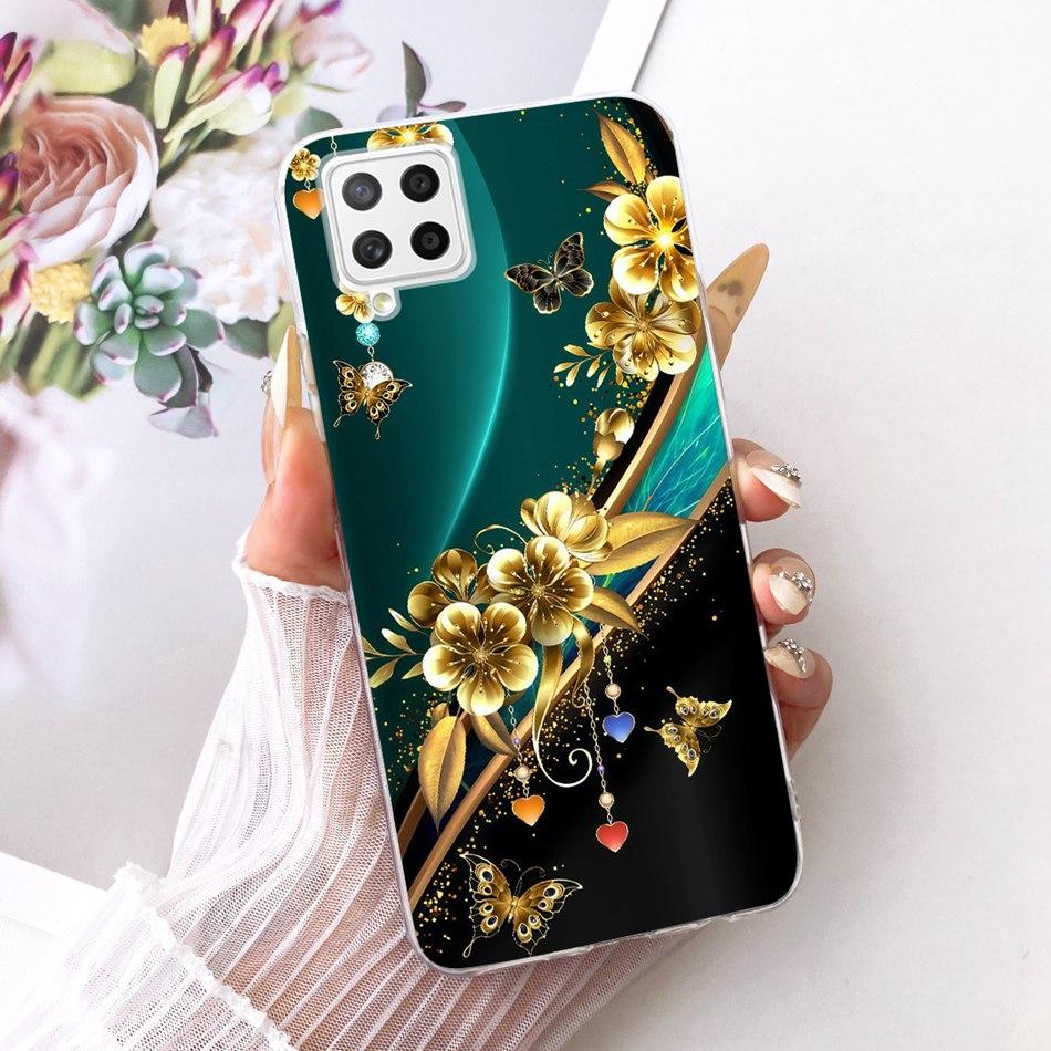 For Samsung Galaxy A22 4G A225F 5G A226B Cute Flower Butterfly Cat Painted Case For Samsung A22 Soft Silicone TPU Phone Cases