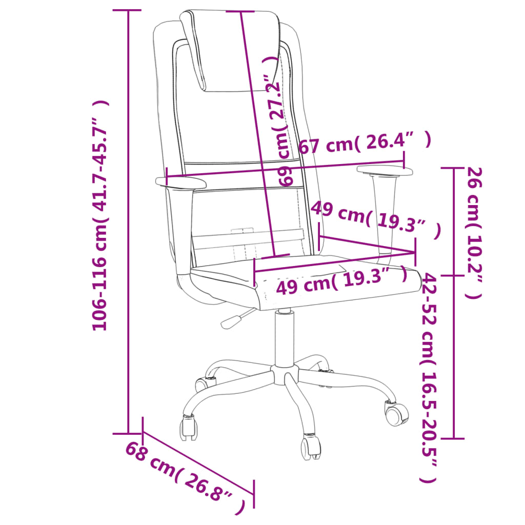 Office Chair Height Adjustable Black Mesh and Faux Leather