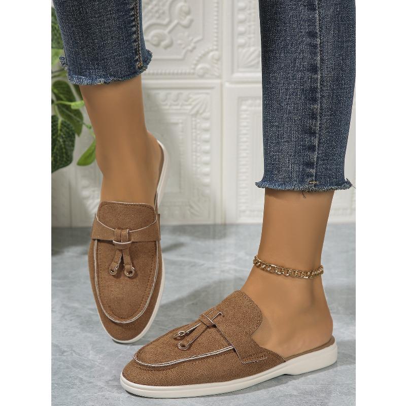 Весна Новые Женские Туфли-Мюли С Закрытым Носком и Ремешком Слингбэк Повседневные Слипоны Уличная Ленивая Обувь