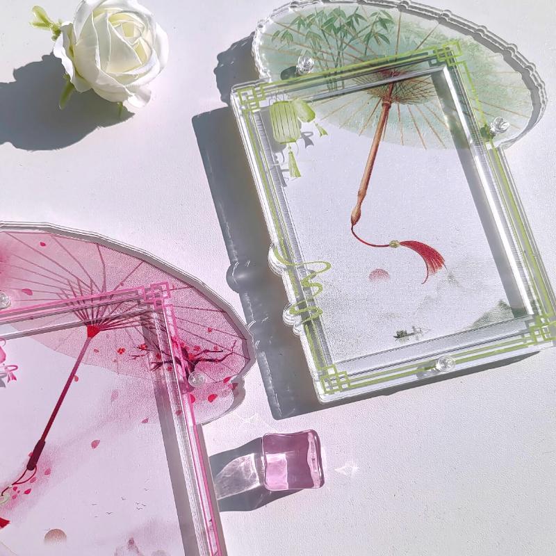 Retro Umbrella Acrylic Photo Frame Colorful Card Holder 3 Inch Anime Photocard Display Chinese Style Card Binder Wholesales 2025