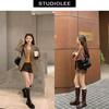 Cowhide Version~ The Same Round Head C-Buckle Martin Boots Thick Heel But Knee Mid-Tube Knight Boots Women'S Boots