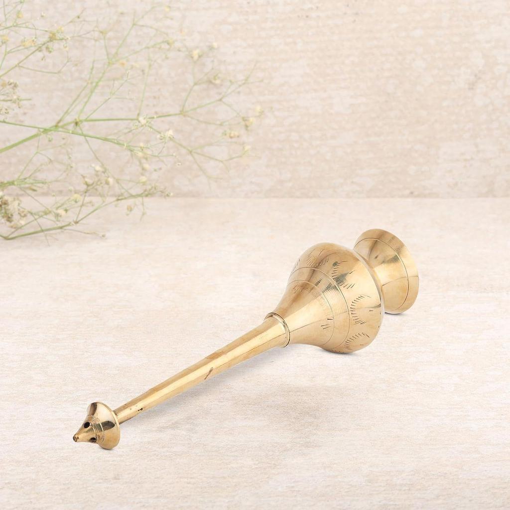 Brass Gulab Pash Bottle for Gangajal, Gulab Dani Bottle for Pooja Decorative Showpiece