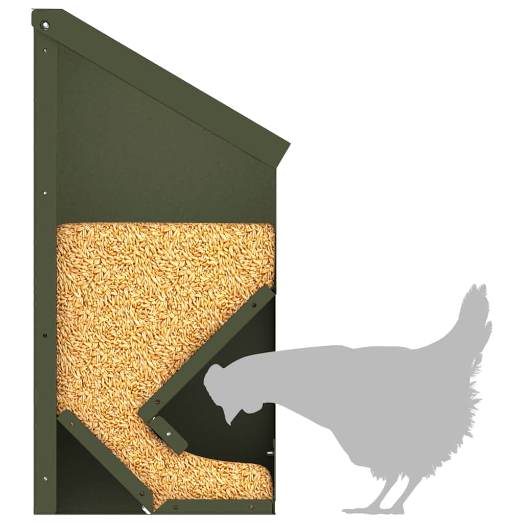 Chicken Feeder Olive Green 21 x 16 x 33 cm Cold Rolled Steel