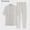 Men's Summer Linen Tang Suit - Retro Chinese Style, Lightweight Solid Color, Modern Casual Hanfu
