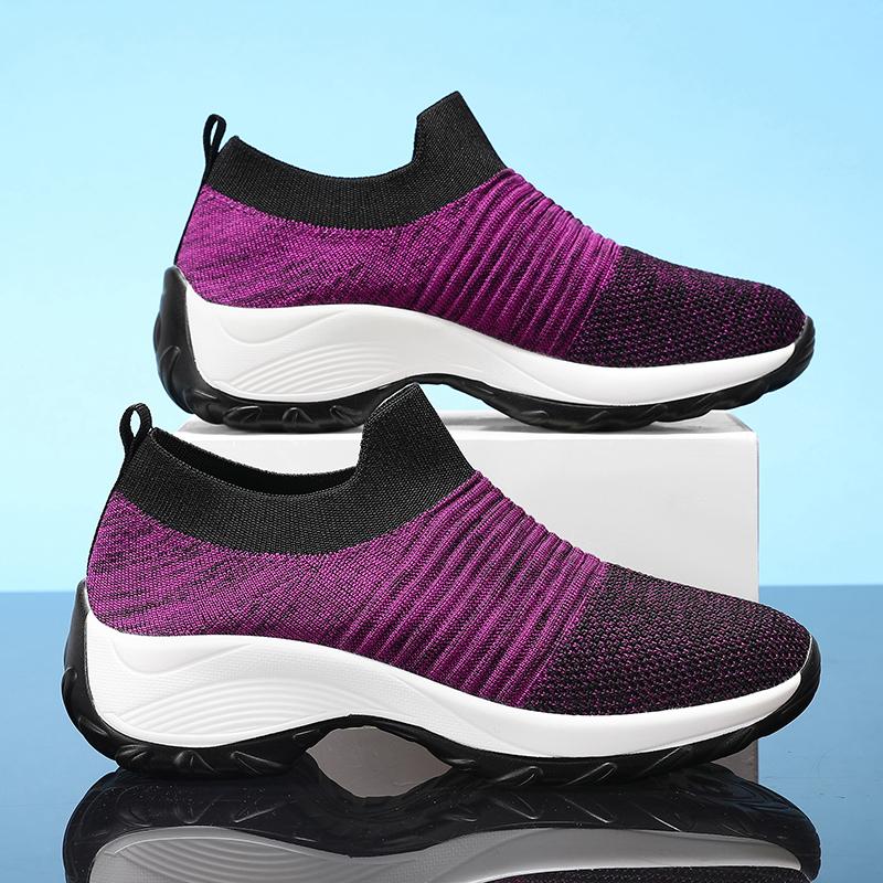 New Trendy Women's Mesh Casual Shoes with Slope Heels Tennis Sports Breathable Hiking Comfortable Woman Shoes Zapatos De Mujer