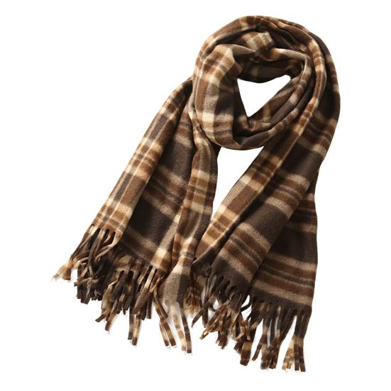 Women Winter Scarf Plaid Print Lightweight Soft Warm Scarf