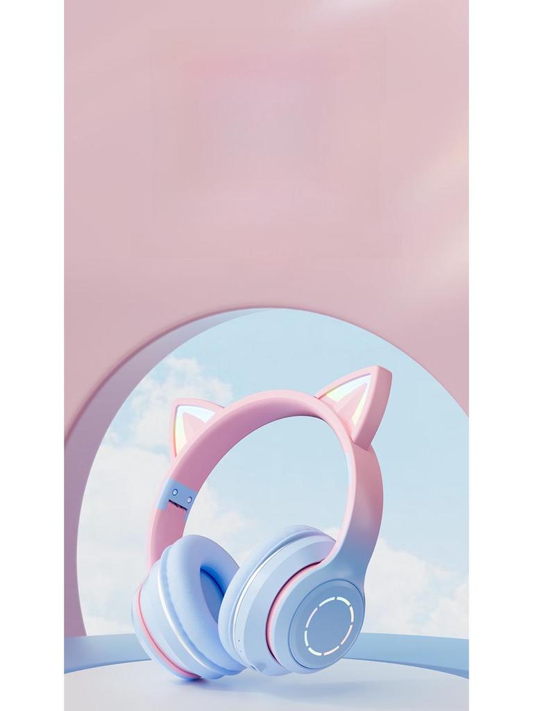 Гарнитура Bluetooth с кошачьими ушками и светящимся градиентом для онлайн-занятий и игр — универсальный подарочный выпуск