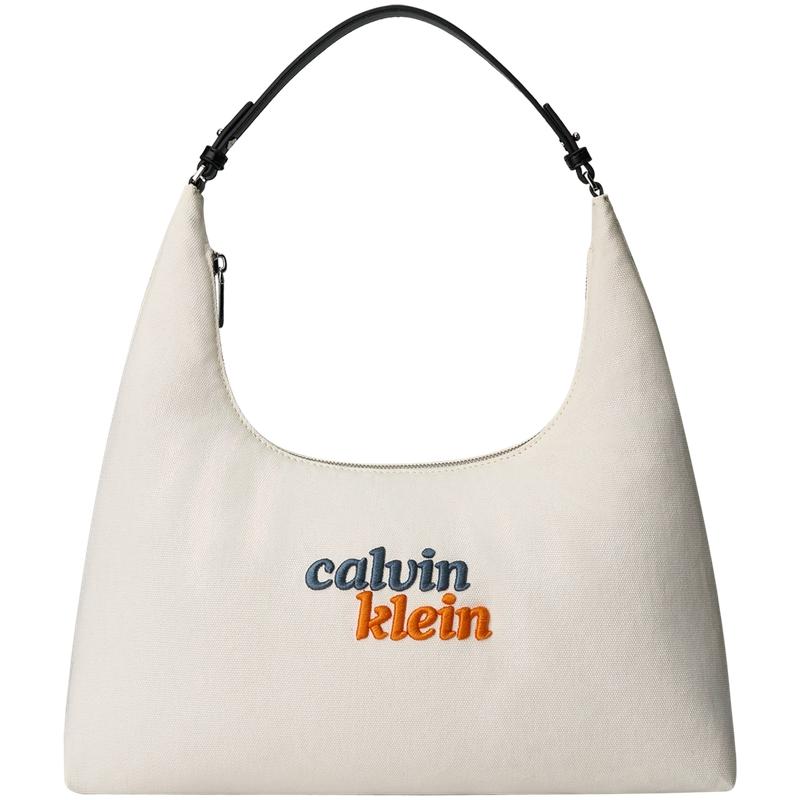 Calvin Klein Casual Commuter Letter Embroidered Shoulder Bag Women Handbags Ivory 4F3742G-XSI