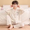 Boys Cotton Pajama Set Long Sleeve Cartoon Print Hooded Sleepwear Kids Teens Home Wear Fall