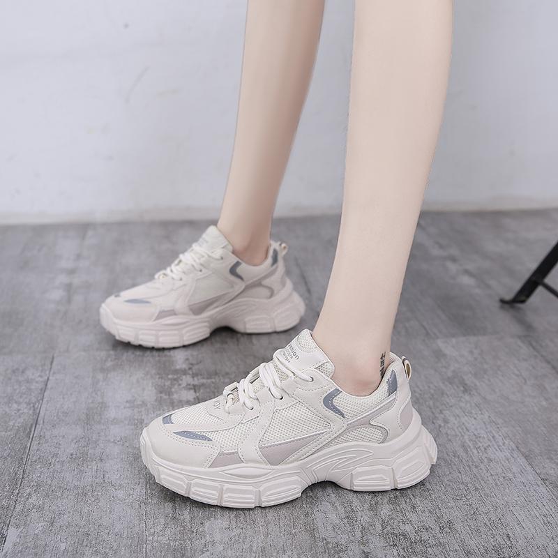 Модные женские кроссовки 2024 года, осенние женские туфли на платформе, белые сетчатые дышащие кроссовки, теннисные женские повседневные туфли для папы, zapatos mujer
