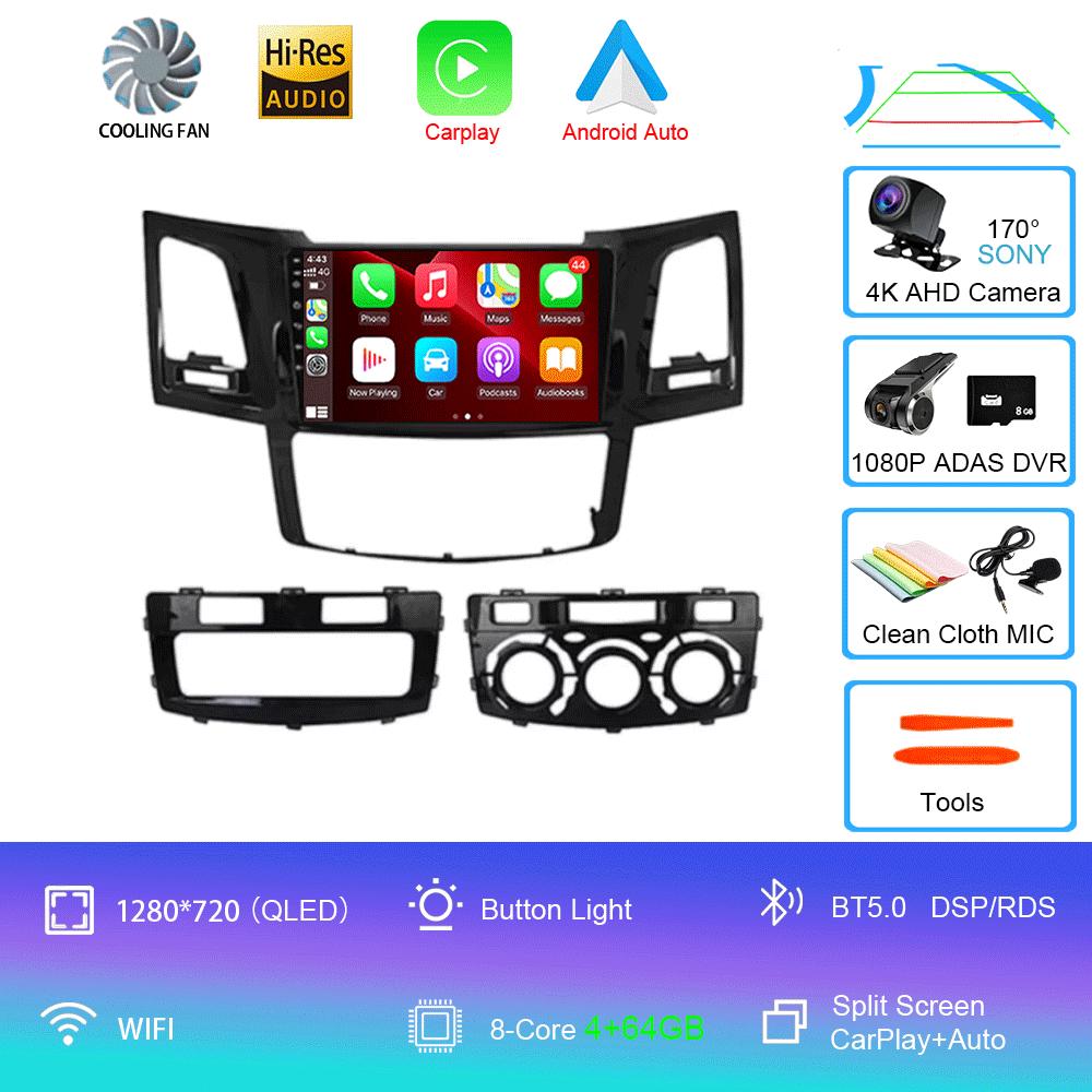 Для Toyota Fortuner Hilux Revo Vigo 2005-2007 Автомобильный радиоприемник Android 14 Carplay Мультимедийный проигрыватель Автомагнитола Стерео 2din Головное устройство