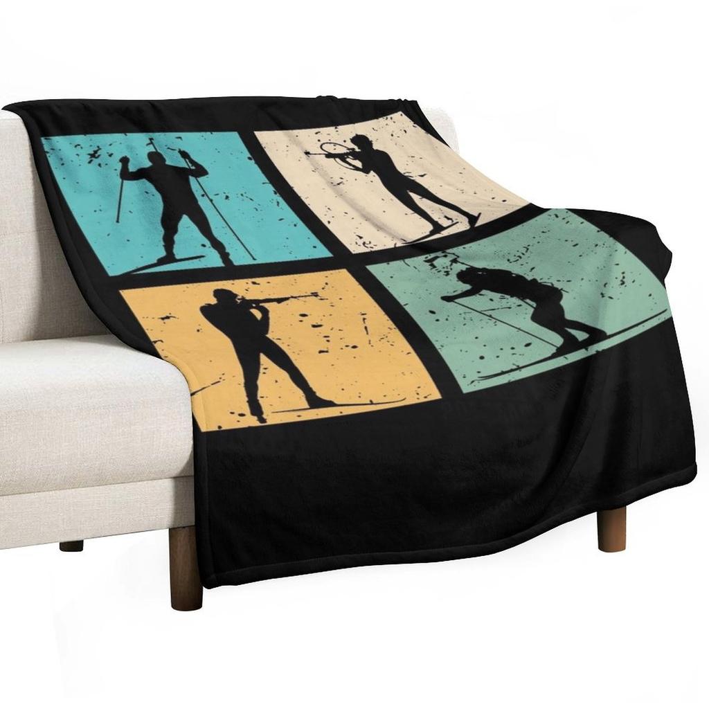 Biathlon Skiing Cross Country Skiing Biathlete Gift Skier Throw Blanket Winter beds anime Beautifuls Bed Fashionable Blankets